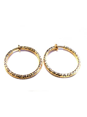 Clip-on Earrings Swirl Textured Silver or Gold Hoop Earrings 2 inch Hypoallergenic